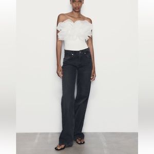 ZARA RUFFLED RIBBED BODYSUIT - size small